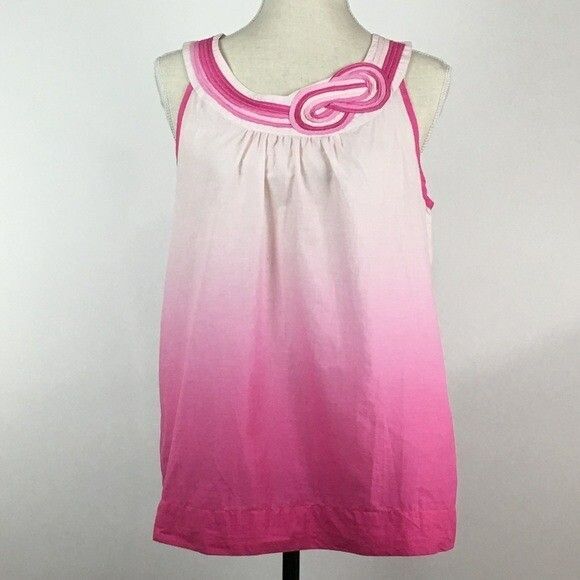 Tommy Hilfiger Tops - Tommy Hilfiger Womens Medium Pink Ombre Sleeveless Top Floral Neckline Tank